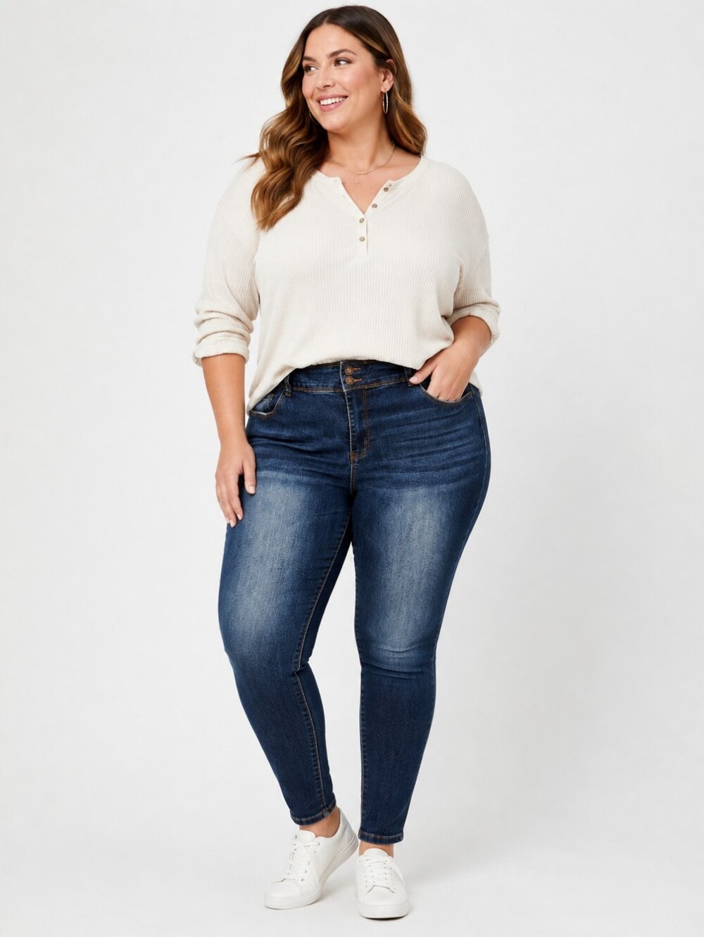 👖 Honey & Bristle Premium Denim Plus Size Skinny Jeans – 20W Dark Wash Double B